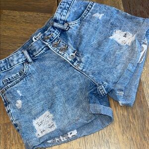 Distressed Denim Shorts with Bandana pockets